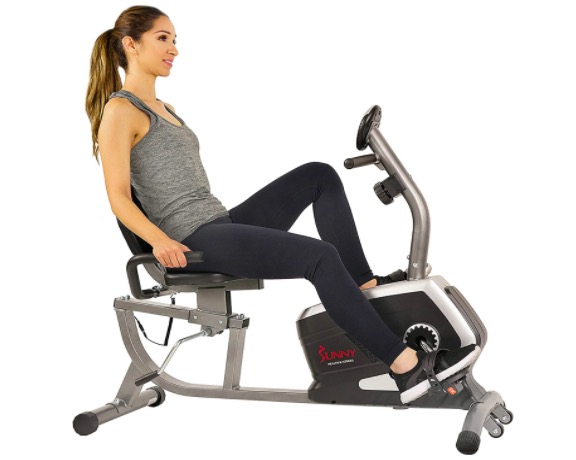 Sunny Health & Fitness Bicicleta magnética reclinada
