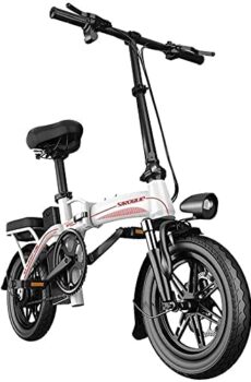 Bicicleta Eléctrica para Adultos Bicicleta Eléctrica Neumáticos De 14 Pulgadas 400W Motor 25Km / H Bicicleta Eléctrica Plegable 30Ah Batería 3 Modos De Conducción (Color: Negro, Tamaño: Rango: 200Km)