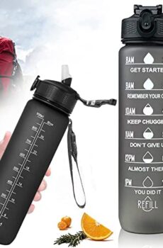 Botella de Agua Motivacional Botella de Agua Deportiva 1000ML Botella de Agua de Gran Capacidad con Marcadores de Tiempo y Citas Motivacionales Material