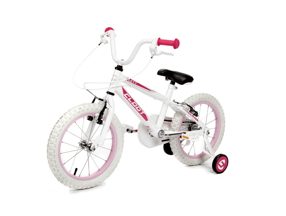 Bicicleta de niña de 16 pulgadas Cloot Lety , esta bicicleta de niña de 16" está equipada con ruedines traseros. Una Bicicleta de niña de 16" válida para niñas entre 4 y 6 años.