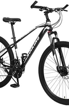 DFDGBD Oversized 29-Inch Adults Mountain Bike - 21-Speed Front Suspension MTB Bike, High Carbon Steel Frame,Brakes, 220 LB Load, 80% Pre-Assembled, Fit Riders 66 to 78inch Tall, Black 72*24.4*42inch