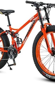 Bicicleta de montaña premium con ruedas gruesas de 24/26 x 4,0 pulgadas - Bicicleta de montaña con neumáticos gordos para adultos para niños, niñas, hombres y mujeres - Engranaje de velocidad 7/21/2